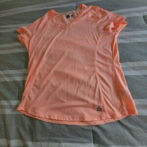 Reebok Short Sleeve Performance X Dri  V-neck Top Peach Size XL Lightweight